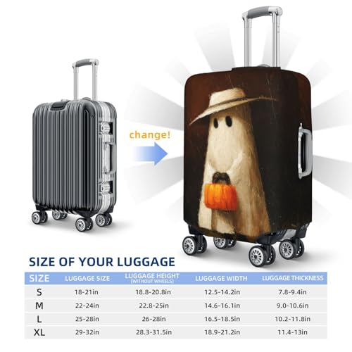 White Ghost Holding Orange Pumpkin Elastic Travel Luggage Covers Dustproof Scratch-Resistant Suitcase Protector Fit 22-24 Inch4