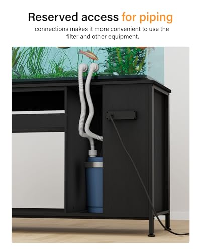 Image of 55 Gallon Fish Tank Stand, Large Aquarium Stand with Accessories Storage, Double Tankl Stand, Metal Frame Reptile Tank Table, 850LBS Capacity (Black, 55-75 Gallon)