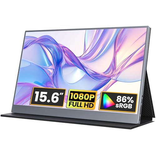 Portable Monitor 15.6 inch 1080P FHD 86% sRGB 60Hz, Travel Monito...