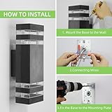 CANMEIJIA LED Wall Light, Outdoor Wall Lights IP65 Waterproof Outside Lights Porch Light Front Door Lamp Modern Aluminum Black 3000K Included 2 * 6W GU10 for Garden Hallway Bathroom etc - Image 9