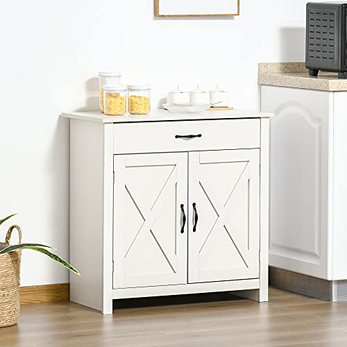 image for HOMCOM Farmhouse Sideboard Buffet Cabinet, Barn Door Coffee Bar Cabine