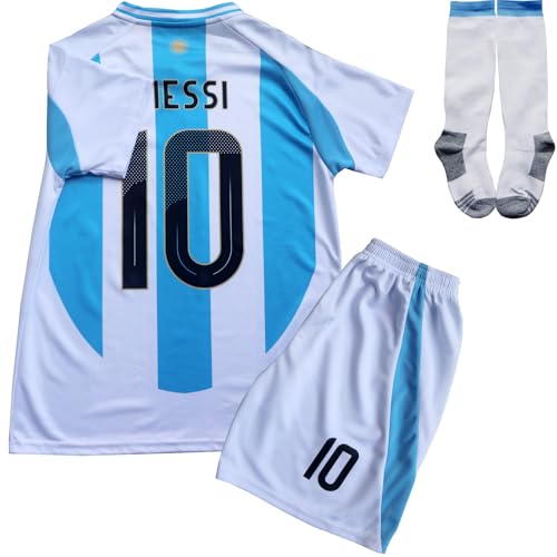 WINKIZIL Vintage Leo Home #10 Retro Football Soccer Kids Jersey Shorts Socks Set Youth Sizes (Blue #10 28)