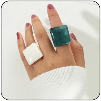 Resin Chunky Rings for Women Multicolor Acrylic Knuckle Plain Rings Set Fashion Y2k Statement Rings Cute Acrylic Chunky Ring Jewelry