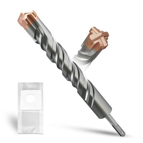 Image of METOTY SDS Plus Hammer Drill Bit 32mm×260mm, with 4 Carbide Cutting Edges, Head with Coating, Masonry Drill, Hammer Drill, Concrete Drill, for Stone, Concrete, Natural Stone, Brick Wall