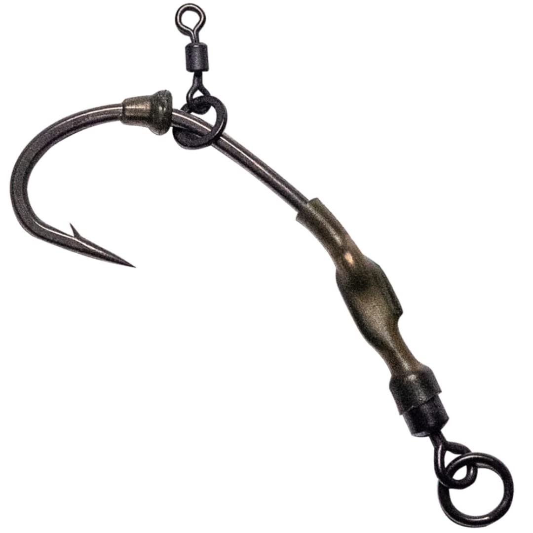 4x Micro-Swivel Carp Ronnie Rig Ready Tied Curve Shank Barbed Hook Size 6 or 8 (Size 8)