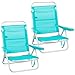 LOLAhome Pack 2 Sillas Playa Plegables | Ligera Portátil | Baja y Reclinable de 4 Posiciones | para Camping, Piscina, Terraza o Jardín Aguamarina