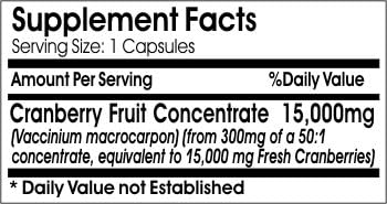 Cranberry Fruit 15,000mg Concentrate // 200 Capsules // Pure // by PureControl Supplements