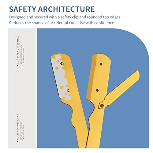 Professional Barber Straight Edge Razor, Folding Men's Manual Razor For Barbershop Salons Close Shaving Beard Mustache Shaving Grooming (Gold) #TOP2