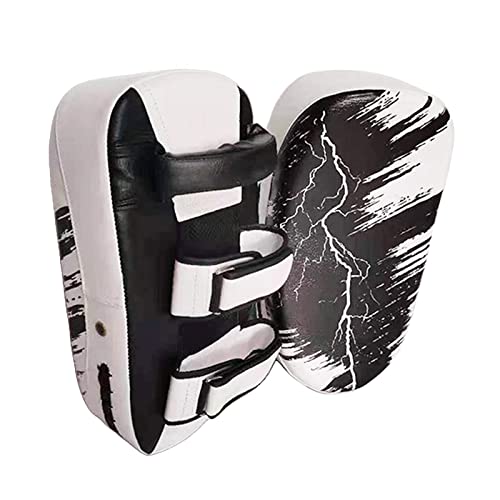 FytStycale Kicking Pads Curved Punching Mitts Art Training PU Leather Practicing Hand Pad MMA Training Kickboxing Muay s Comfortable, White, 40x20x10cm