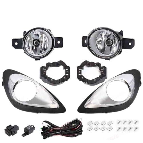 Faros antiniebla para Nissan March Micra 2013-2016 con cubierta cromada y bombilla de 12V