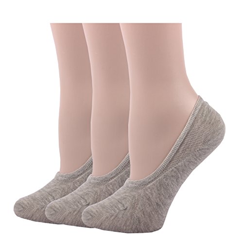 RioRiva Lot de 3 paires de chaussettes d'été confortables et invisibles pour femme Gris, beige, taille unique