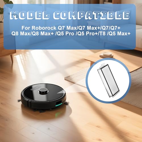 6 Stück für Hepa Filter für Roborock Filter Kompatibel mit Q5/Q7/Q8 Max+ & T8 –Q8 max Filter Waschbarer für HEPA Filter für Saugroboter, Wiederverwendbar, Leistungsstark