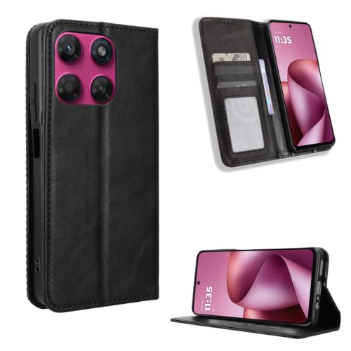 Compatible with Motorola Moto G37 Case Cover,PU Leather Flip Protective Cover Compatible with Motorola Moto G47 / G37 Power 5G Case Black