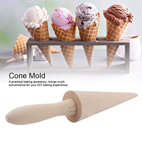 Kodrily Waffle Cone Roller, Wood Ice Cream Cone Maker, Sturdy Wooden Ice Cream Cone Mold Pastry Tool Accessory for Cooking Baking DIY Decorating Pizzelle Kitchen, 9.1 x 1.8 x 1.8in