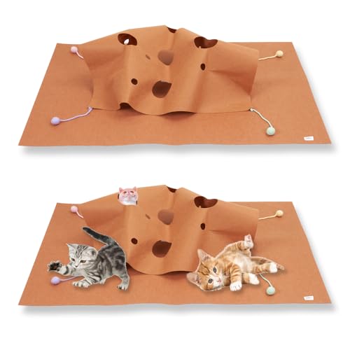 YURUX Cat Play mat Interactive,cat Activity mat with Holes, cat
