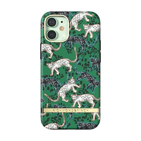 Richmond & Finch Phone Case Compatible with iPhone 12 Mini, Green Leopard Design, 5.4 Inches, Shockproof, Fully Protective Phone Cover Cover