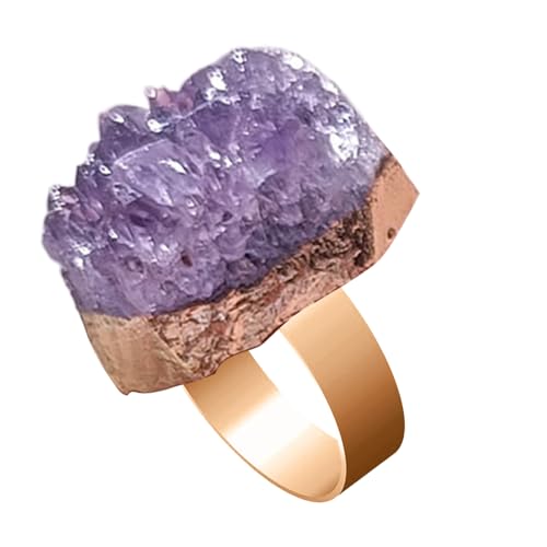 Genérico Anillos de cruda morada para mujer | Anillo de ajustable, joyería exquisita para mujer, cumpleaños, Navidad, Año Nuevo, Pascua