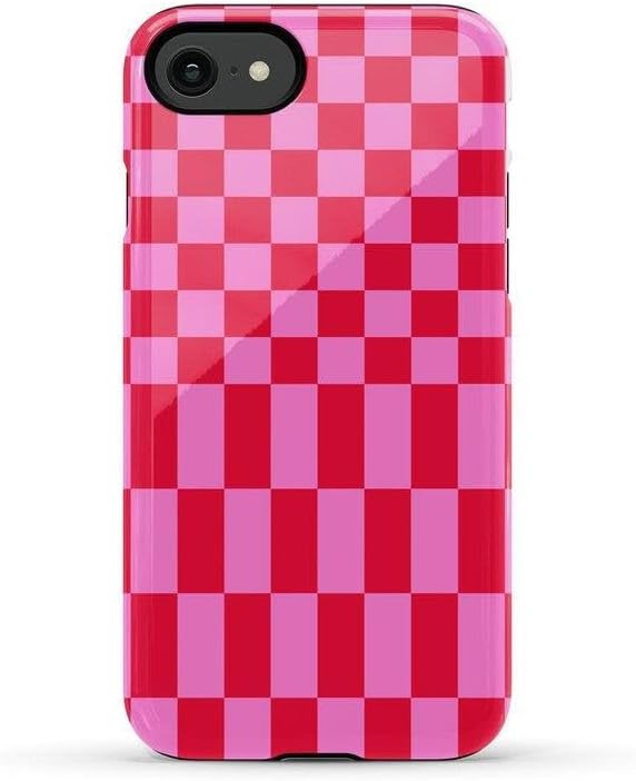 Casely iPhone SE (2020 & 2022) Case | Vibe Check | Pink Checkerboard | Essential Slim Dual-Layer Protective Design