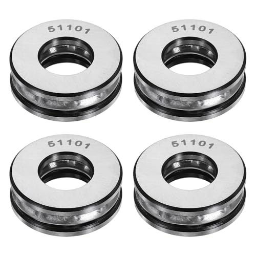 Image of sourcing map 4Pcs Thrust Ball Bearings, 12mm Bore 26mm OD 9mm Thick 51101 Single Row Roller, Chrome Steel Axial Ball Bearing, ABEC5