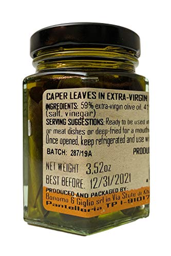 Etimo Pantelleria Caper Leaves in Extra Virgin Olive Oil 3.52 Ounces