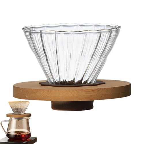 Cafetera de goteo para verter filtro de café de vidrio transparente con soporte, cono de filtro reutilizable, taza de una sola taza, taza hecha a mano para el lugar de trabajo en casa