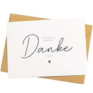 5 Karte Danke A6 mit Naturkuvert und Dankeschön Aufkleber Grußkarte zum Danke sagen Blanko Karten