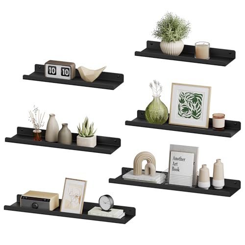 SONGMICS Wandregale aus Metall, 6er Set, Schweberegale, Industrie-Design,...