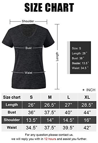 Cosy Pyro Women's Short Sleeve V-Neck Athletic T-Shirt Exercise Yoga Tees Dry Fit Gym Shirts Moisture Wicking Workout Tops Pack Of 5 Black1/Black/Gray/Navy/Wine M #TOP5
