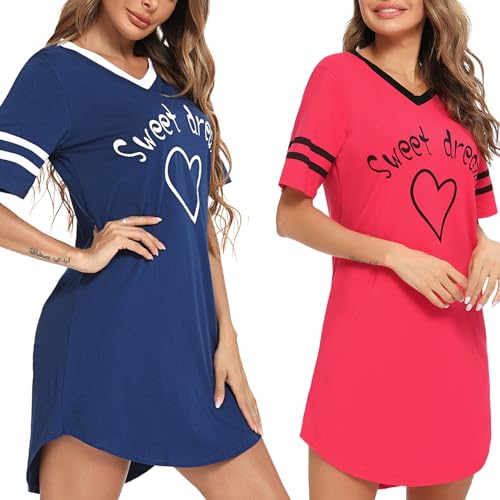 Pyjama Décontracté Chemise De Nuit Femme Coton à Rayures - Manches