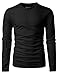 H2H Mens Slim Fit V-Neck Long Sleeve T-Shirt BLACK US M/Asia L (KMTTL0374)