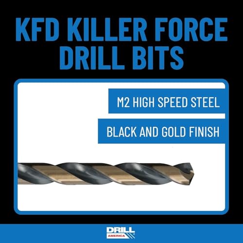 Image of Drill America 15 Piece Heavy Dutyy High Speed Steel Drill Bit Set with Black and Gold Finish in Round Case (1 /16 inch - 1 /2 inch x 32nds), KFD Series