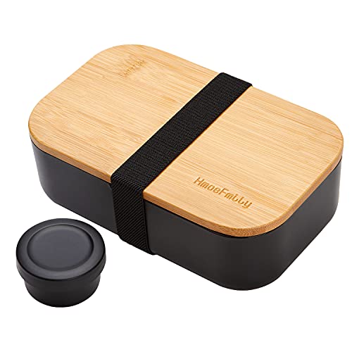 HmoeFmily Bento Box for Adults & Kids,Includes Bamboo Board Lid,Sauce Cup,Divider,Bento Box Lunch Box - Easy Wash & Dishwasher Safe & Freezer Safe,Bamboo Bento box,Food Containers
