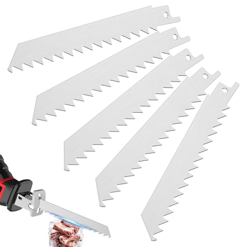 5 hojas de sierra para huesos de acero inoxidable, 152 mm, para huesos y carne, hoja de repuesto para cortar carne de vacuno, carne congelada, huesos