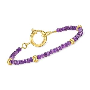 Ross-Simons 17.00 ct. t.w. Amethyst Bead Bracelet With 18kt Gold Over Sterling. 7 inches