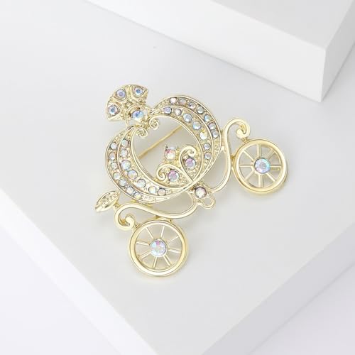 Image of Classic Cute Gold Pumpkin Carriage Brooch Pins for Women Hat Broched Pin | Halloween, Thanksgiving, Costume Accessories, Party Event Supplies, Holiday Jewelry Gift