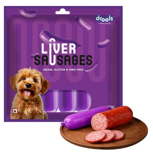 Image of Drools Adult & Puppy Sausage for Dog, 450g | Liver Flavour | High Protein | Treat & Food Topper | Grain Free | Best for Training & Bonding | No Preservatives