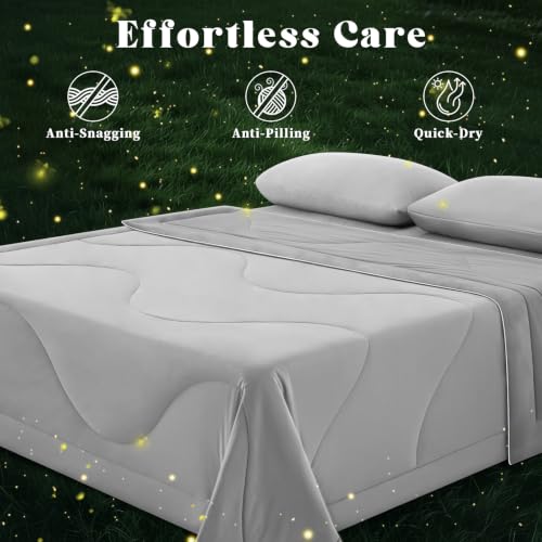 Image of Cooling Comforter Twin Size, Double-Sided Cooling Blanket for Hot Sleepers & Night Sweats, Arc-Chill Q-Max > 0.4 Breathable Ice Blanket, Lightweight Cold Comforter (68''x90'', Light Grey)