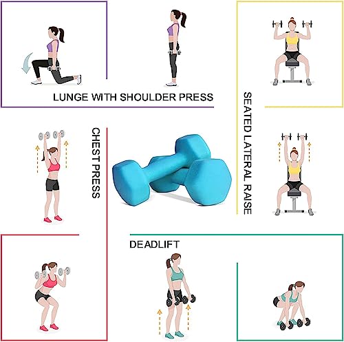 Balelinko Home Gym Equipment Workouts Strength Training Weight Loss Pilates Weights Yoga Sets Free Weights for Women, Men, Seniors and Youth, 2LB Blue, Pair