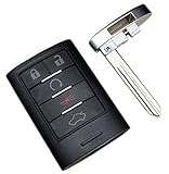 Smart Key Fob Case Shell Fit for Cadillac STS CTS 2008 2009 2010 2011 2012 2013 Replacement Keyless Entry Remote Car Key Housing Casing Outer Cover with Uncut Blade Blank (1)