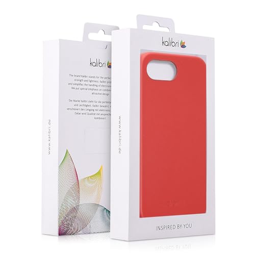 Image of kalibri Case Compatible with Apple iPhone 17e / iPhone 16e - Case Smooth Genuine Leather Hard Case Anti Slip Cover - Red