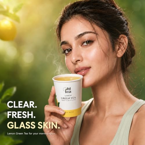 Image of HI TEA Lemon Green Tea | Just Add Hot Water | Instant Green Tea Cups | 8 Cups /Box