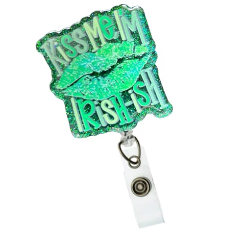 Kiss Me I'm Irish-ish Badge Reel – Handmade St Patty's Day ID Holder, Made to Order St Patrick's Day Badge Clip, Custom Retractable Badge Reel for Nurses, Teachers & Medical Staff