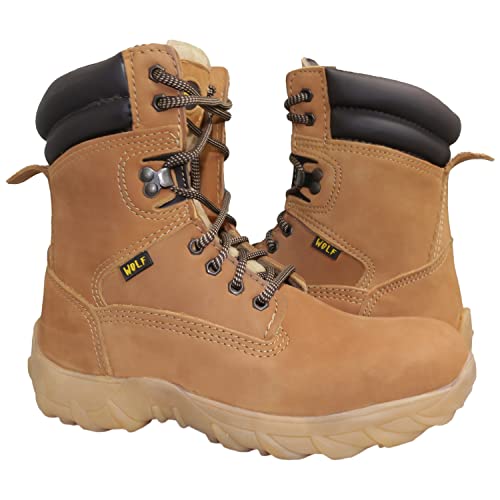Wolf Work Boot | Waterproof Treated 100% Genuine Mexican Leather | Oil Resilient | Plain Toe | Insulated | Non-Slip Rubber Sole | Ankle Boot | Comfortable Padded Collar | Construction | Industrial Ppe #TOP27