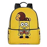 zhengdong Lustiger Spon-gebob mit Affen-Schulrucksäcken Geldbörse für Jungen Teen Mädchen Frauen Männer, personalisierter Wanderrucksack Laptop Bac