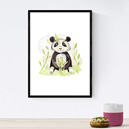 Nacnic Pack of three sheets with illustrations of animals. Posters with children's animal pictures. Unicorn panda bear and skunk. A3 size unframed - Image 4