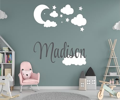 Vinilo Decorativo Personalizado con Nubes, Luna y Estrellas 30x30 in miniatura 4