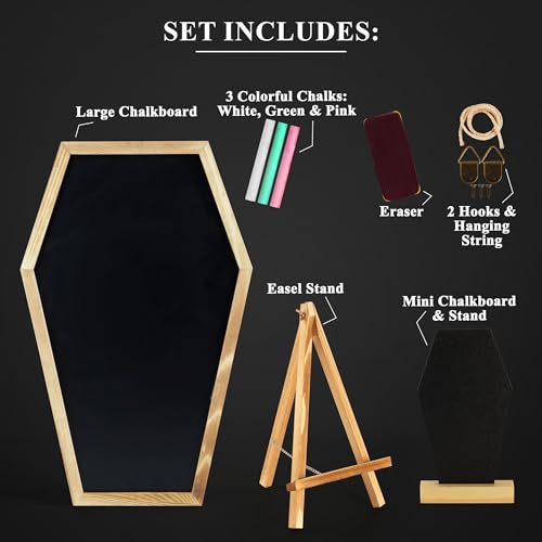 Coffin-Chalk-Board-Blackboard-with-Mini-Coffin-Spooky-17×105-inches-Eraseable-Letter-Board-for-Gothic-Wedding-Halloween-Decor Coffin Chalk Board Blackboard with Mini Coffin Spooky 17×105 inches Eraseable Letter Board for Gothic Wedding Halloween Decor