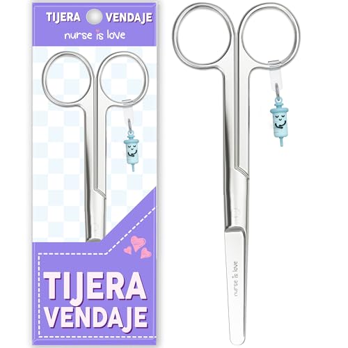 Nurse is Love Tijeras Enfermería Mayo - Tijeras Enfermera Punta Roma | Ideal para Porta tijeras, Punta Redonda Profesional, Primeros Auxilios