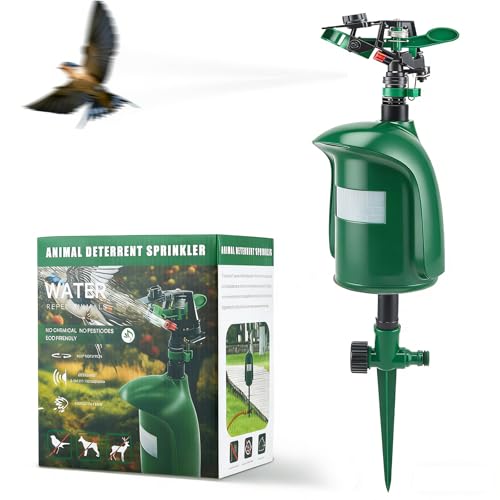 Animal Repeller with Water Jet Infrared Sensing Sprinkler for Garden IP44 Waterproof Outdoor Motion Activated Sprinkler Cat Repeller, Bird Deterrent, Fox Repellent Pest Scarer