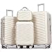 H.yeed 4-Piece Luggage Set Lightweight ABS Hard Shell Suitcase Set with TSA Lock and Spinner Wheels Travel Suitcase Set Includes 12" 20" 24" 28" (Beige, 4 pc Set)
